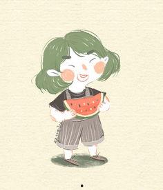 女孩吃瓜诗句,女孩吃瓜的浪漫时光